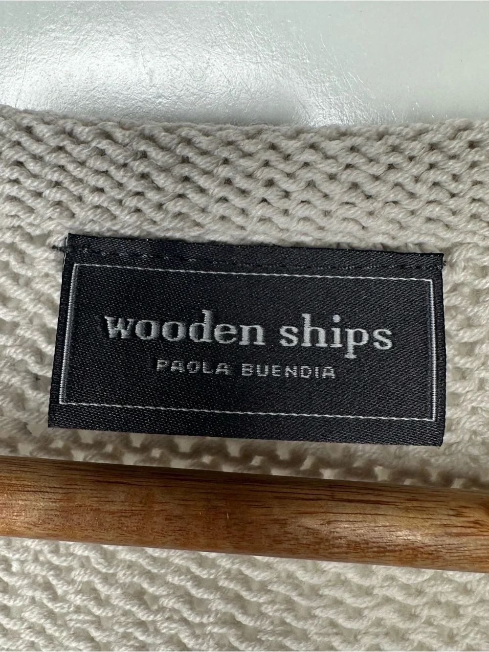 Wooden Ships Mini Starfish Knit V-Neck Sweater Cream Blue Size S/M - Picture 6 of 11
